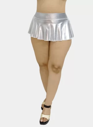 Erotic Pleated Metallic Micro Skirt