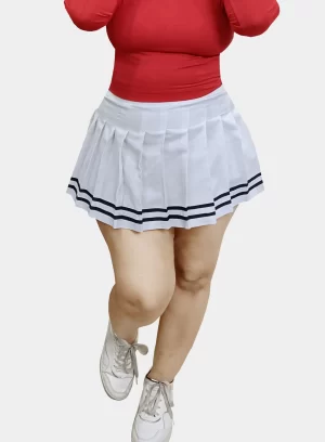 Flared Adorable Plain Mini Skirt Skater ( White )