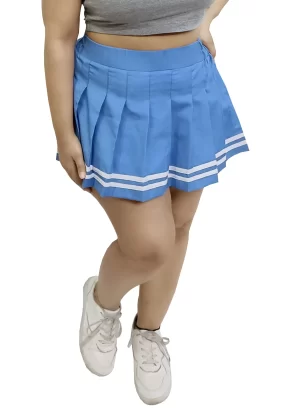 Flared Adorable Plain Mini Skirt Skater ( Sky Blue )