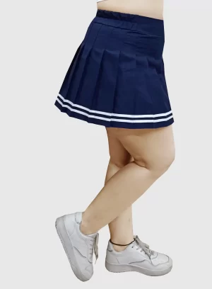 Flared Adorable Plain Mini Skirt Skater ( Navy Blue )