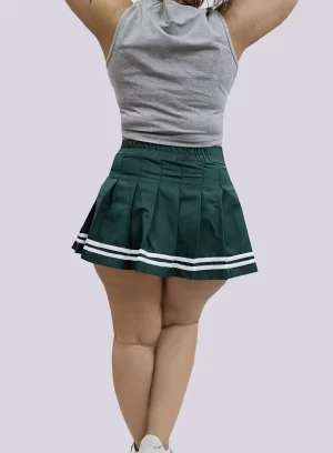 Flared Adorable Plain Mini Skirt Skater ( Forest Green )