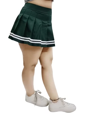 Flared Adorable Plain Mini Skirt Skater ( Forest Green )