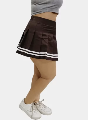 Flared Adorable Plain Mini Skirt Skater ( Brown )