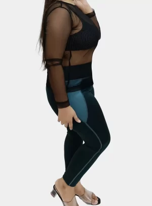 See Through Mesh Boat Neck Top