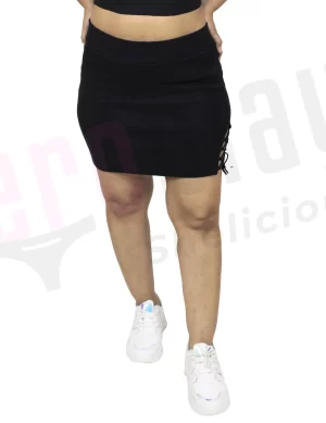 Black Rib Fitted Bodycon Skirt